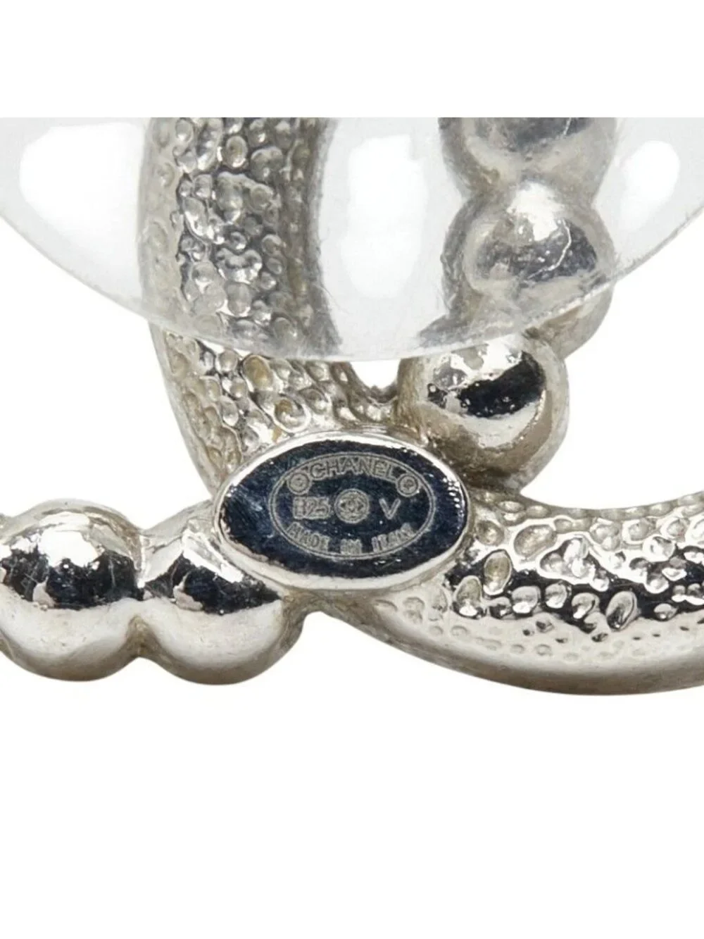 Chanel CC Logo Single Stud Earrings 25 Silver Metal Rhinestone Faux Pearl